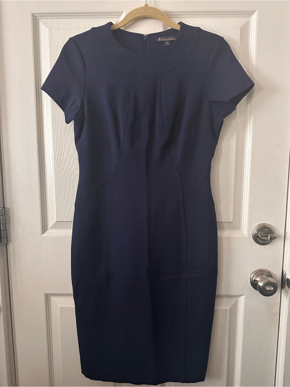 Brooks Brothers Navy Short-Sleeve Sheath Dress